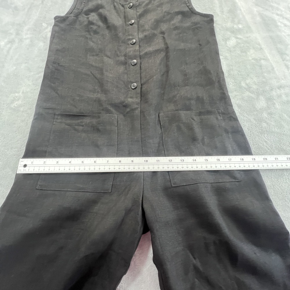 Offon Clothing Linen Jumpsuit Womens S Black Sleeveless Button Front Pockets - Picture 12 of 15